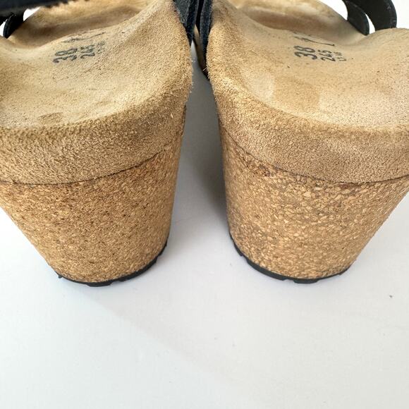 Birkenstock Papillio Womens Sibyl Strappy Sandal Size 7 Comfort Wedge Black - Picture 7 of 9
